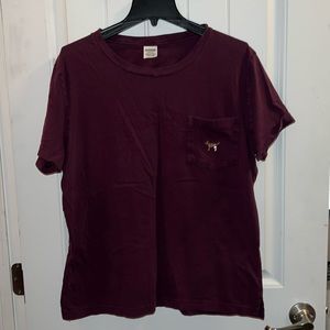 Pink Victoria secret shirt with sparkle. Burgundy with gold. No stains or holes